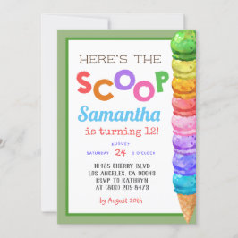 Hier ist die Einladung von Scoop Ice Cream Birthda