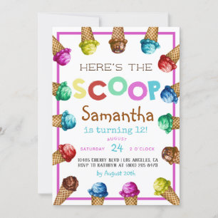 Hier ist die Einladung von Scoop Ice Cream Birthda
