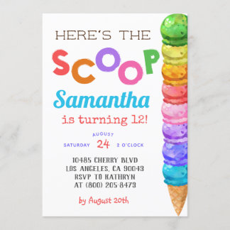 Hier ist die Einladung von Scoop Ice Cream Birthda