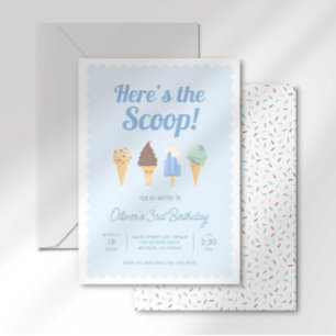 Hier ist die Einladung von Scoop Ice Cream Birthda
