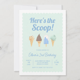 Hier ist die Einladung von Scoop Ice Cream Birthda