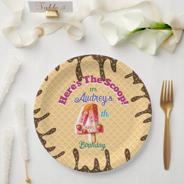 Hier ist die Einladung zu Scoop Waffle Cone Pappteller (Hochzeit)