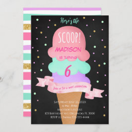 Hier ist die Scoop Black Ice Cream Birthday Invite Einladung