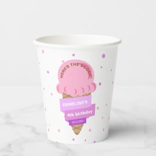 Hier ist die Scoop Eiscreme Süße Pink Geburtstag Pappbecher