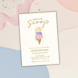Hier ist die Scoop Floral Ice Cream Baby Dusche Einladung