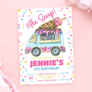 Hier ist die Scoop Girls Ice Cream 1. Geburtstag Einladung