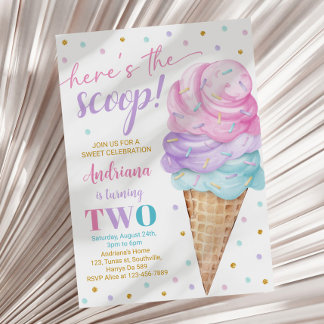 Hier ist die Scoop Girls Ice Cream Zweiten Geburts Einladung