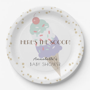 Hier ist die Scoop Ice Cream Baby Shower Lila Pappteller