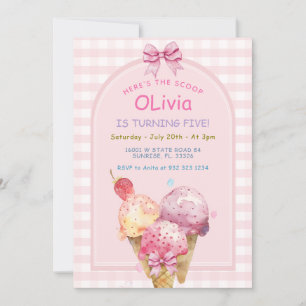 Hier ist die Scoop Ice Cream Birthday Party Einladung