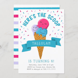 Hier ist die Scoop Ice Cream Birthday Party Einladung