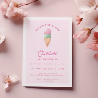 Hier ist die Scoop Ice Cream Birthday Party Einladung