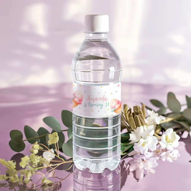 Hier ist die Scoop Ice Cream Birthday Party Wasserflaschenetikett (Von Creator hochgeladen)