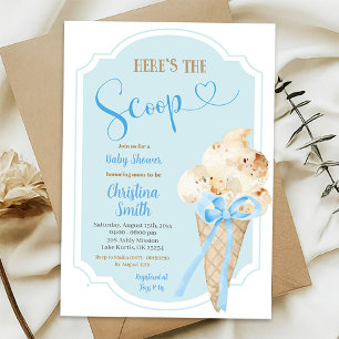 Hier ist die Scoop Ice Cream Blue Baby Dusche Einladung