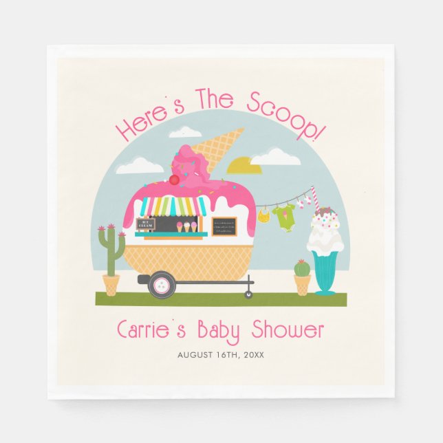 Hier ist die Scoop Ice Cream Camper Girl Baby Dusc Serviette (Vorderseite)