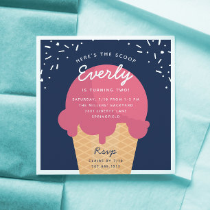 Hier ist die Scoop Ice Cream Cone Kid Birthday Par Einladung
