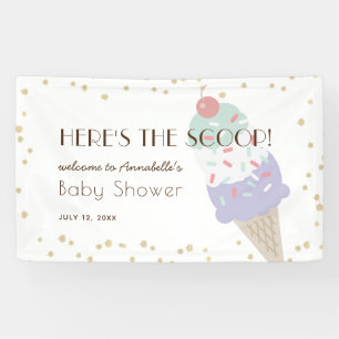 Hier ist die Scoop Ice Cream Lila Baby Shower Banner