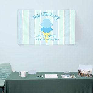 Hier ist die Scoop Ice Cream Summer Baby Dusche Banner