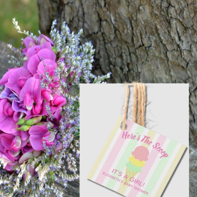 Hier ist die Scoop Ice Cream Summer Baby Dusche Geschenkanhänger (Von Creator hochgeladen)