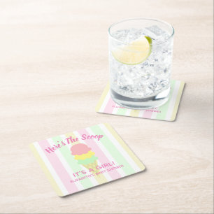 Hier ist die Scoop Ice Cream Summer Baby Dusche Rechteckiger Pappuntersetzer