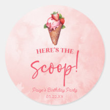 Hier ist die Scoop Pink Red Ice Cream Birthday Par