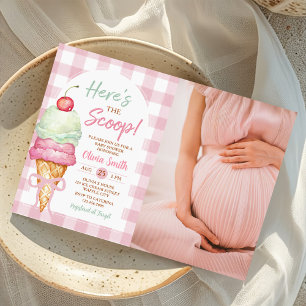 Hier ist die Tüte Eiscreme-Bogen Baby Shower Foto Einladung