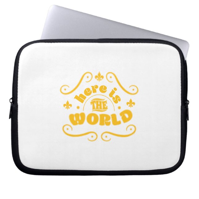 Hier ist die Welt Laptopschutzhülle (Vorderseite)