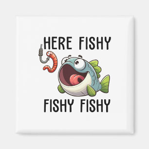 Hier ist Fischig Fischer Lustiger Angler Süßer Fis Magnet