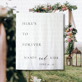 Hier ist für Immer Hochzeitshintergrund-Banner Wandteppich