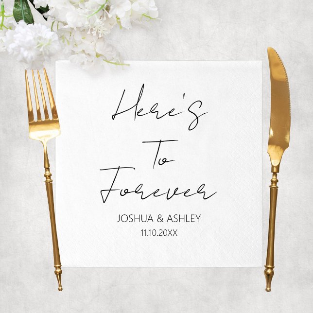 Hier ist zu ewig Script Elegant Wedding Serviette (Here's To Forever Script Elegant Wedding Napkins
)