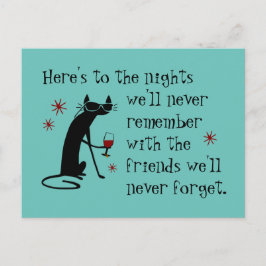 Hier ist zum Nights Friends Wine Toast Postkarte