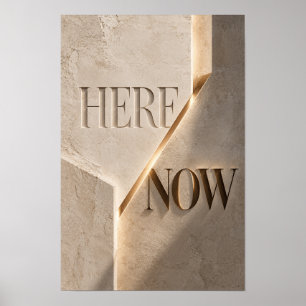 Hier Jetzt Elegante Neutrale Abstrakte Typografie Poster