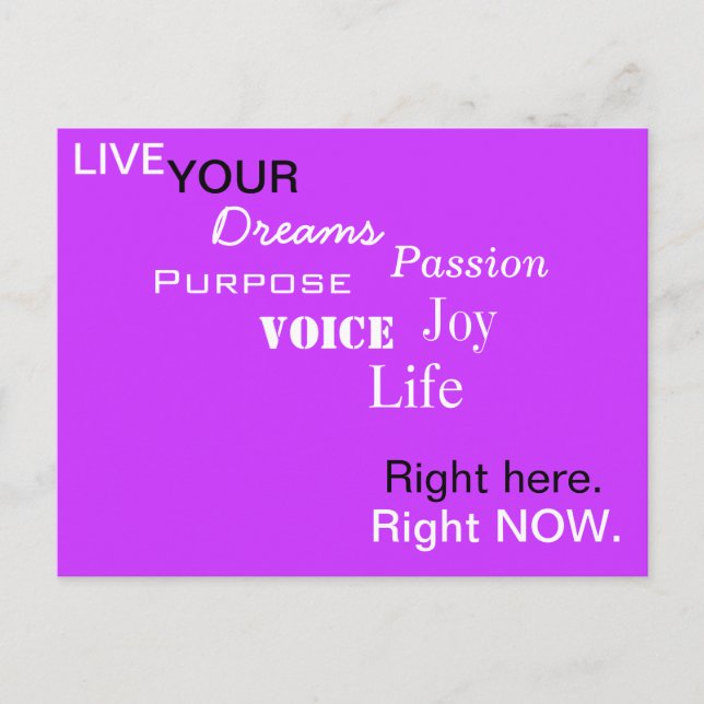 HIER. JETZT. Postkarte (Vorderseite)