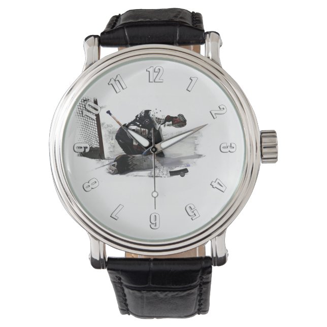 Hier kein Ziel! -Hockey Player Armbanduhr (Vorderseite)