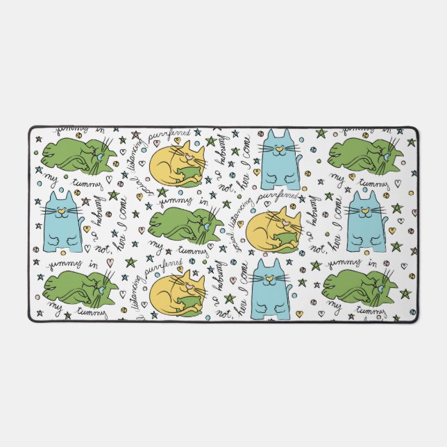 Hier Kitty Kitty Desk Mat Schreibtischunterlage (Vorderseite)