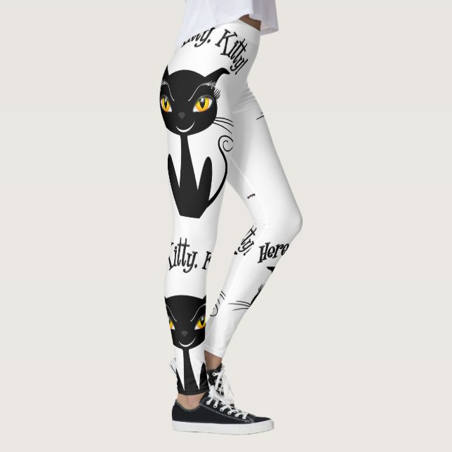 Hier Kitty Kitty, Whimsical Black Cat Leggings (Rechts)