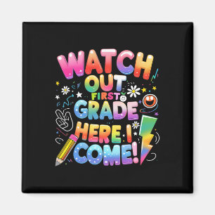 Hier komme ich 1. Klasse T-Rex Süß Achtung Erste K Magnet