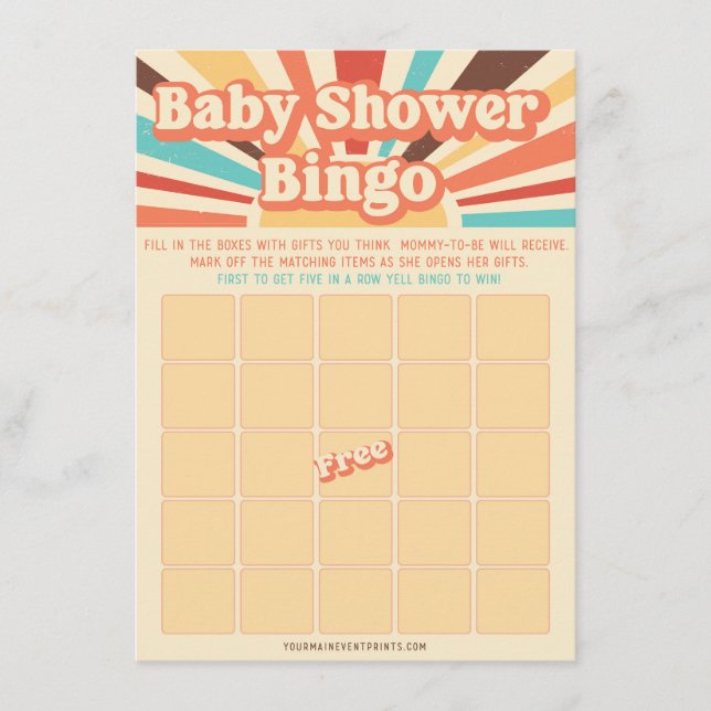 Hier kommen die Son Baby Shower Games Menükarte (Vorderseite)