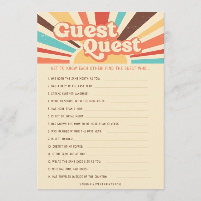 Hier kommen die Son Baby Shower Games Menükarte (Vorderseite)