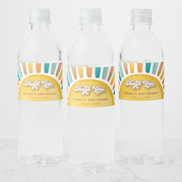 Hier kommen die Son Boho Sun Baby Duschfavors Wasserflaschenetikett