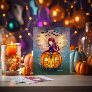 Hier kommen die süßen Halloween-Feien Fledermäuse Karte