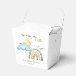 Hier kommen die Teller der Son Baby-Dusche Geschenkschachtel
