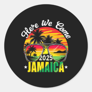 Hier kommen wir Jamaica 2025 Familien Urlaub Reise Runder Aufkleber