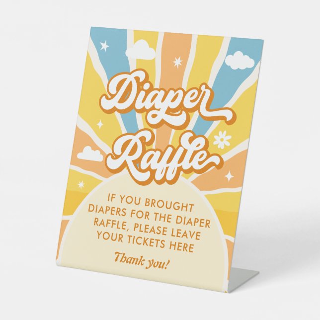 Hier kommt das Son Baby Duwer Diaper Raffle Sockelschild (Vorderseite)