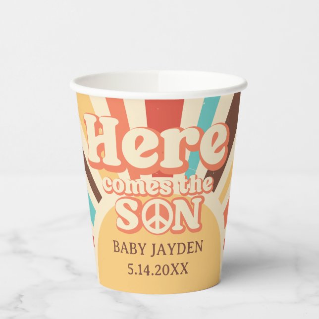 Hier kommt das Son Baby Shower Party Pappbecher (Links)