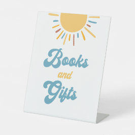 Hier kommt das Son Books and Gifts Sign Sockelschild