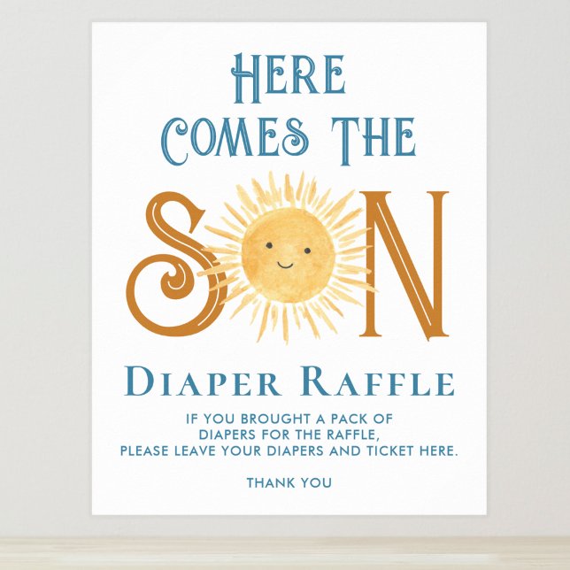 Hier kommt das Son Diaper Raffle Baby Duschzeichen Poster (Von Creator hochgeladen)