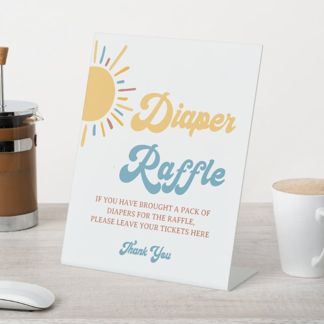 Hier kommt das Son Diaper Raffle-Zeichen Sockelschild (In SItu)