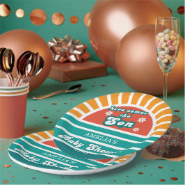 Hier kommt das Son Retro Baby Shower Party Pappteller