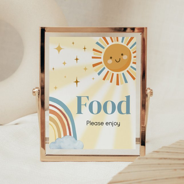 Hier kommt das Son Retro Sunshine Baby Dusche Food Poster (Retro Here Comes the Son Baby Shower Food Sign)