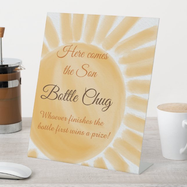 Hier kommt das Son Sunshine Ray Baby Shower Game Sockelschild (In Situ)